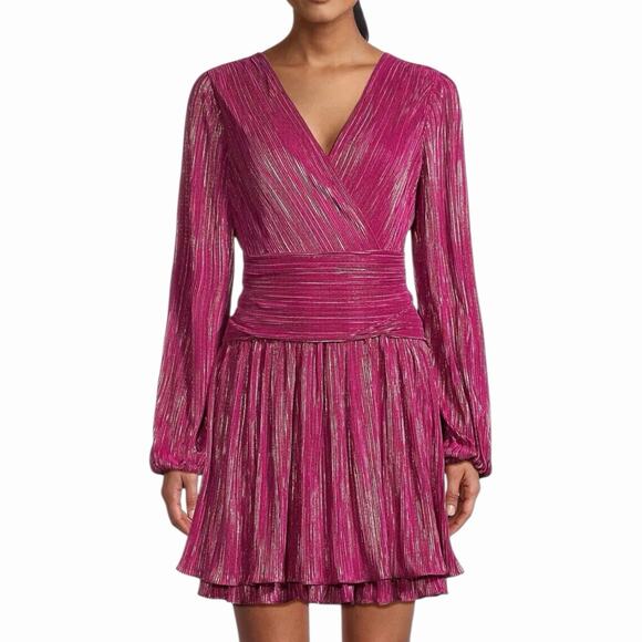 LILY PULITZER JESAMIE MULBERRY CRINKLE FOIL MINI DRESS HOLIDAY PARTY GLAM SIZE 0 - Picture 4 of 5